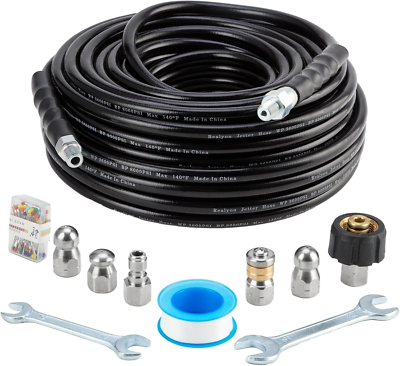 #ad Sewer Jetter Kit 100FT for Pressure Washer Pressure Washer Drain Jetter with 58 $72.93