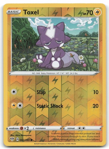 POKEMON TOXEL 062/189 DARKNESS ABLAZE COMMON REVERSE HOLO NEAR