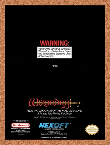 1989 Wizardry Proving Grounds Of The Mad Overlord NES Original Ad / Wall Art v1