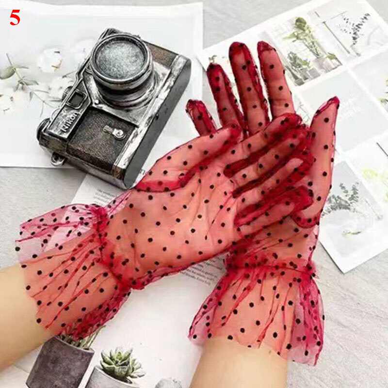 Honseadek Tüllhandschuhe Damen - Transparente Braut-Handschuhe Kurz