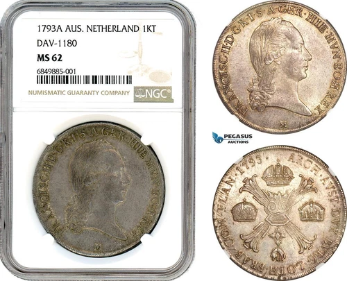 A8/057, Austrian Netherlands (Italy), Francisc II, Kronentaler 1793 M, NGC MS62