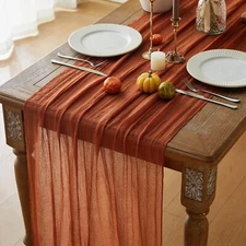 3 Pack Terracotta Table Runner Christmas Cheesecloth Gauze 10 FT Rustic Burnt...