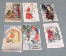 10 Postcard Lot All Santa Purple Brown Red Suits ! Signed Clapsaddle Sleeved