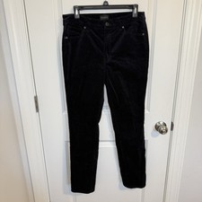 Talbots High Waist Straight Leg Flat Front Corduroy Pants Blue Women's Size 8P