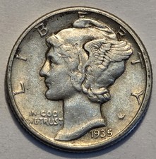 #1 Nicer Low Mintage "Extremely Fine" 1935 P Winged Liberty Head Mercury Dime
