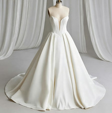 Off Shoulder Satin A-Line Bridal Gowns Party Floor Length Wedding Dress Vestidos