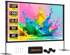 120 Inch Outdoor Projector Screen with Stand Portable 4K HD