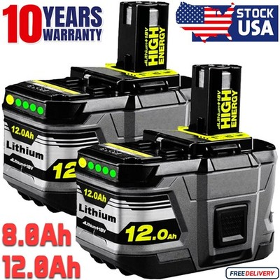 Pack For RYOBI P108 18V One Plus High Capacity Battery 18 Volt Li-Ion 8.0Ah 12Ah