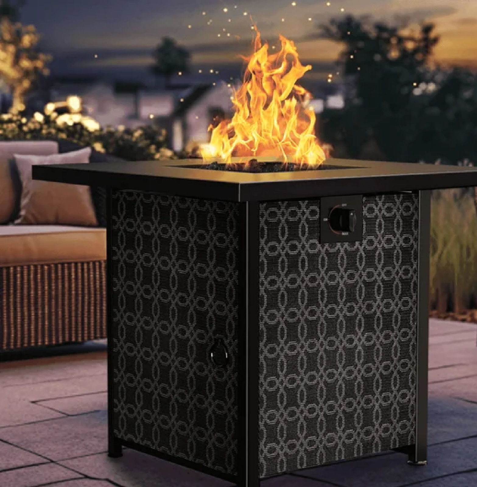 Philergo 32-Inch Outdoor Propane Fire Pit Table with Lid Lava Rock and 50000 52290₽