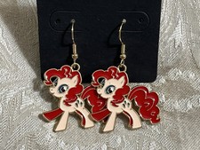 My Pretty Pony PINKIE PIE Gold Loop Enamel Drop Dangle Adorable Earring Set