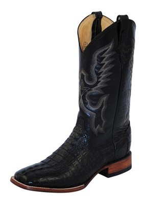 Ferrini Western Boots Mens Cowboy Caiman Head S Toe Black 10493-04