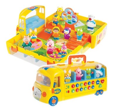 PORORO Melody School Bus with 10 Friends Figure Kids Toy Korean Animation