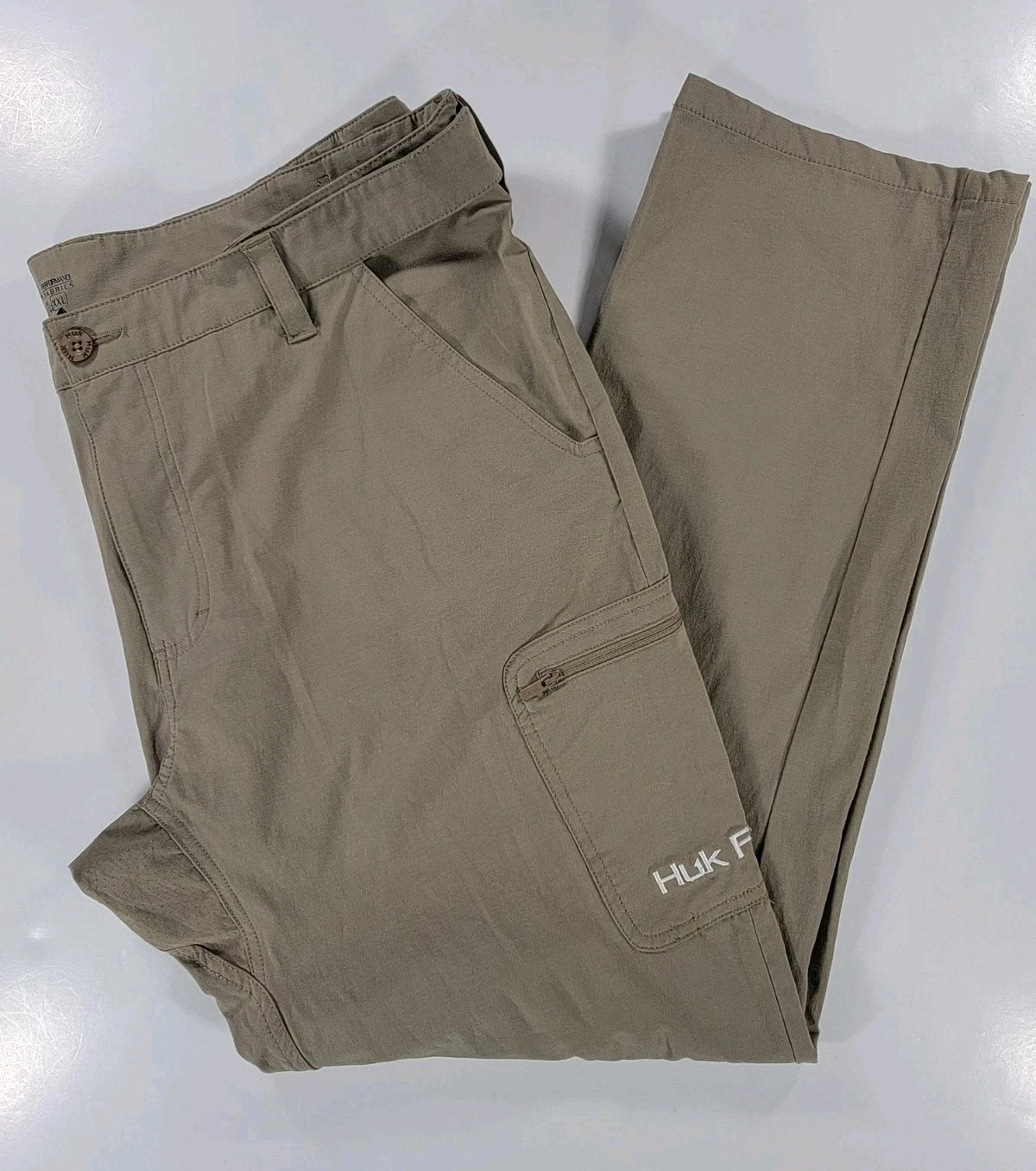 Huk Fishing Pants Mens 2XL XXL Chino Performance Stretch Beige Expandable Waist