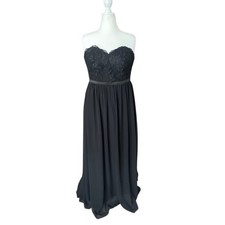 Azazie Black Strapless Chiffon Dress Size A16 Bridesmaid Prom Sweetheart
