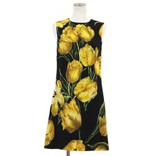 DOLCE&GABBANA Sleeveless Dress Size 38 Women Tulip Yellow Black