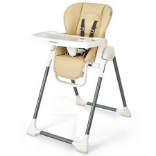 Foldable Baby High Chair w/ Double Removable Trays Book Holder