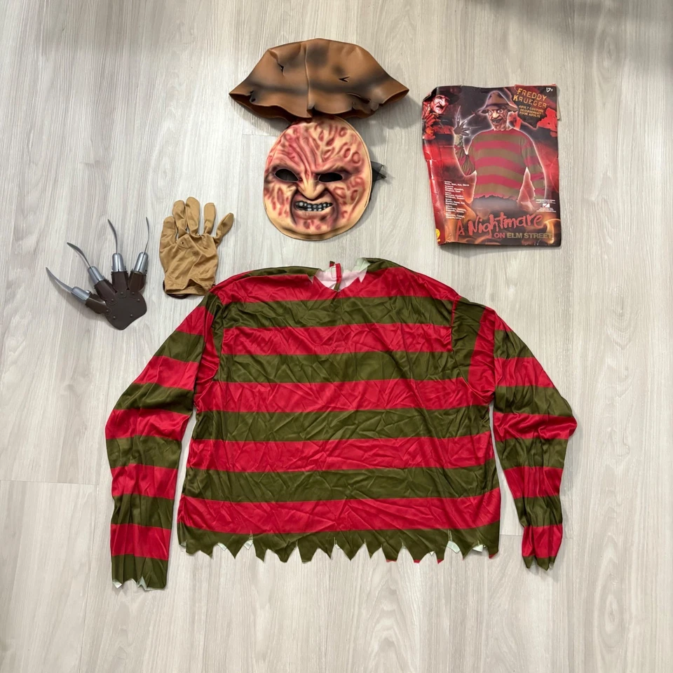 Freddy Krueger Adulto Disfraz Pesadilla Olmo Calle Máscara Sombrero Guante Talla Única Foto 2 de 4