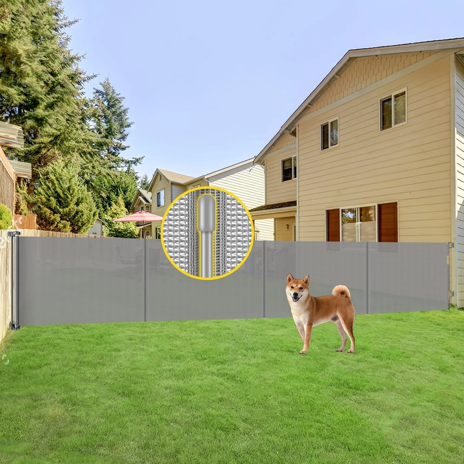 Reinforced 42” Tall x 200” Extra Wide Retractable mesh baby Gate, pet gate, Gray
Opens in a new wind