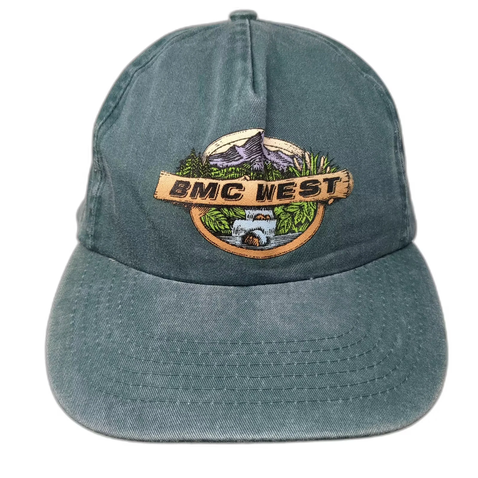 Hoxer Headwear BMC West Mountain Landscape Logo Green Slideback Adjustable Hat