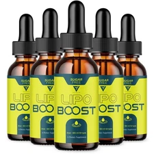 (5 Pack) Lipo Boost Advanced Drops, LipoBoost Maximum Support Formula (10oz)
