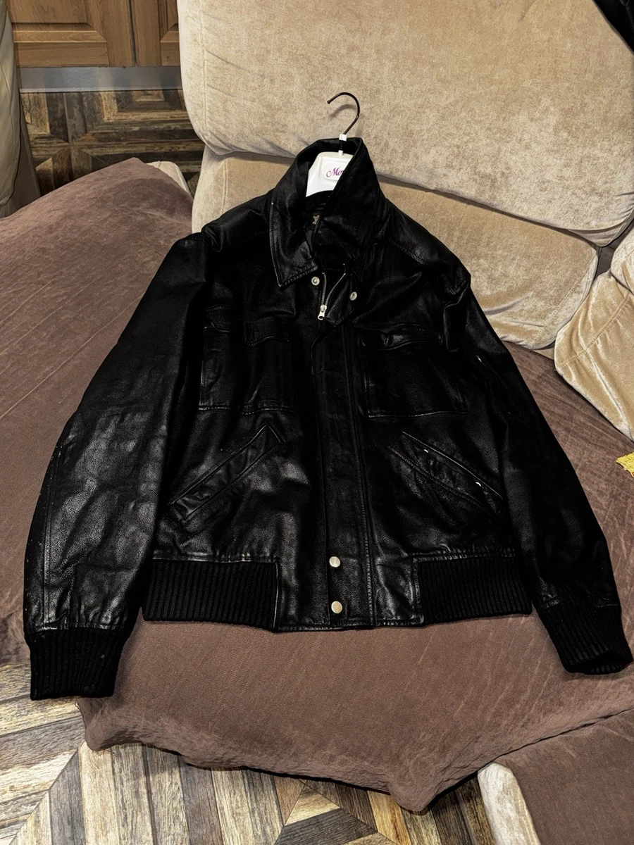 Giacca Uomo In Vera Pelle Nera Mythreshold – Stile Biker Bomber Vintage, Imbottita Per Moto