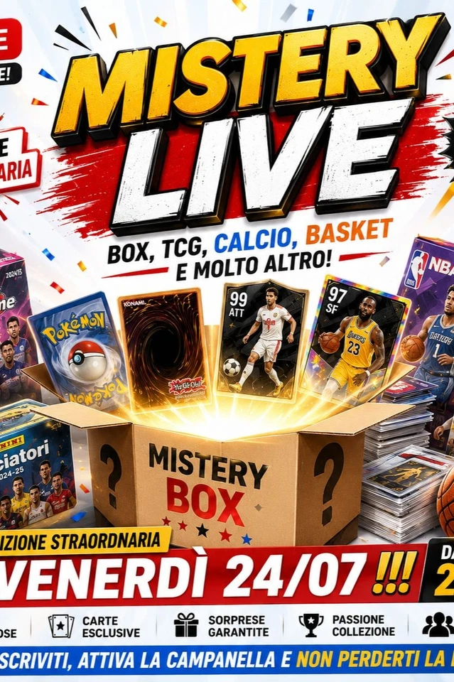 MISTERY LIVE – Edizione Straordinaria: Box, TCG, Calcio e Basket!