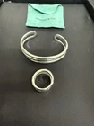 Vintage Tiffany and Co Ladies 925 Sterling Silver Bangle Cuff Bracelet and Ring