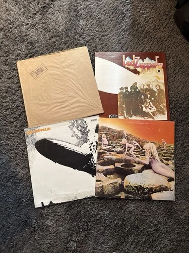 vintage Led Zeppelin Original Lot Of Four Vinyl Records Original See Pictures