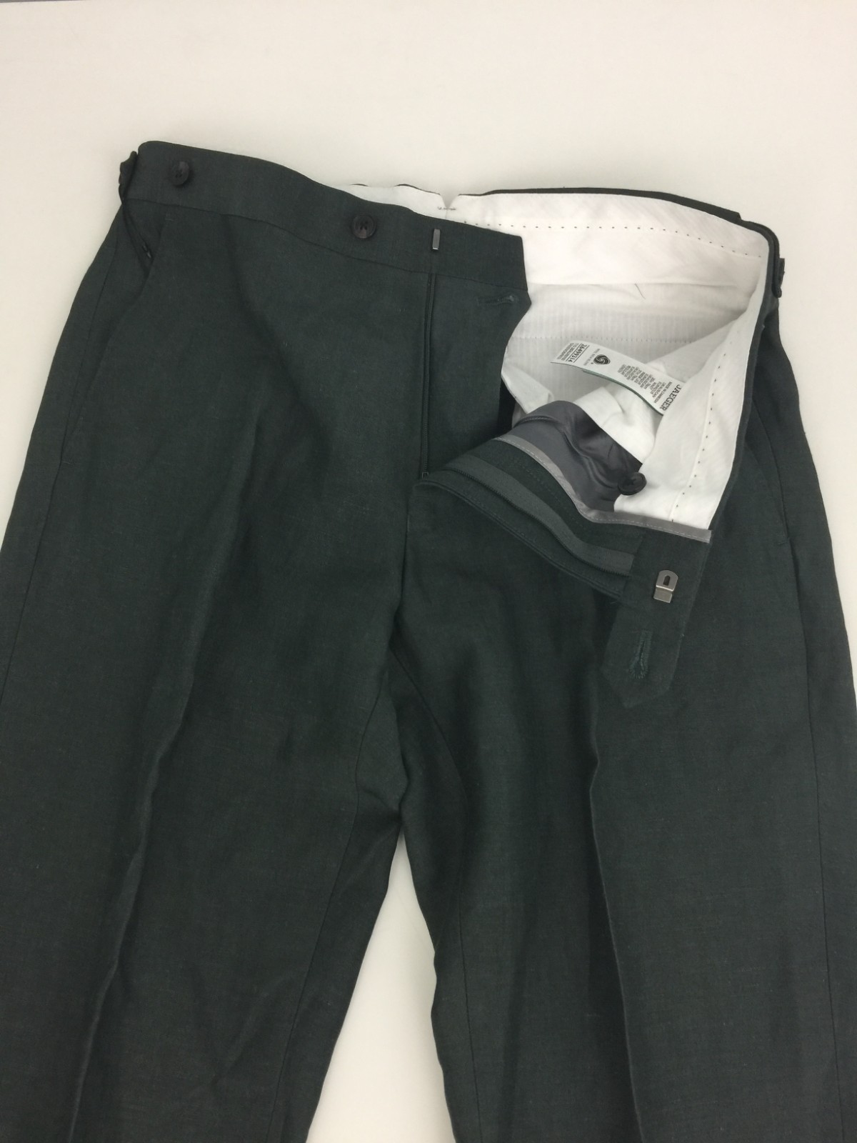 Jaeger Men's Trousers Size 30 Dark Green Straight Tailored Wool Blend New F1 image 2