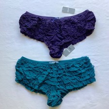 NWT Aerie Bundle of 2 Cheeky Ruffled Panties SZ M Color Teal Navy Blue Y2K VNTG