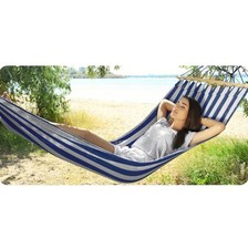 KRUMAD Hängematte mit Gestell 260 cm für 2 Personen Indoor Outdoor Blau Weiß