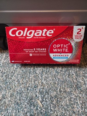 2 Pack Colgate Optic White Advanced Whitening Toothpaste Sparkling White 04/28