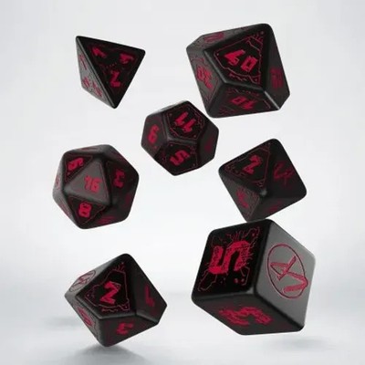 Cyberpunk Red Dice Set - Blood over Chrome | QWOCPU06 | Q-Workshop