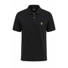 PS Paul Smith Zebra Logo Polo Shirt Mens Large Black Organic Cotton Pique Luxe