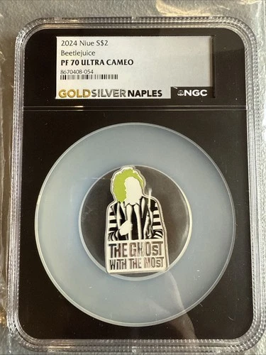 2024 Niue 1Oz .999 Fine Silver Colored Proof Beetlejuice NGC PF70 Ultra Cameo $2