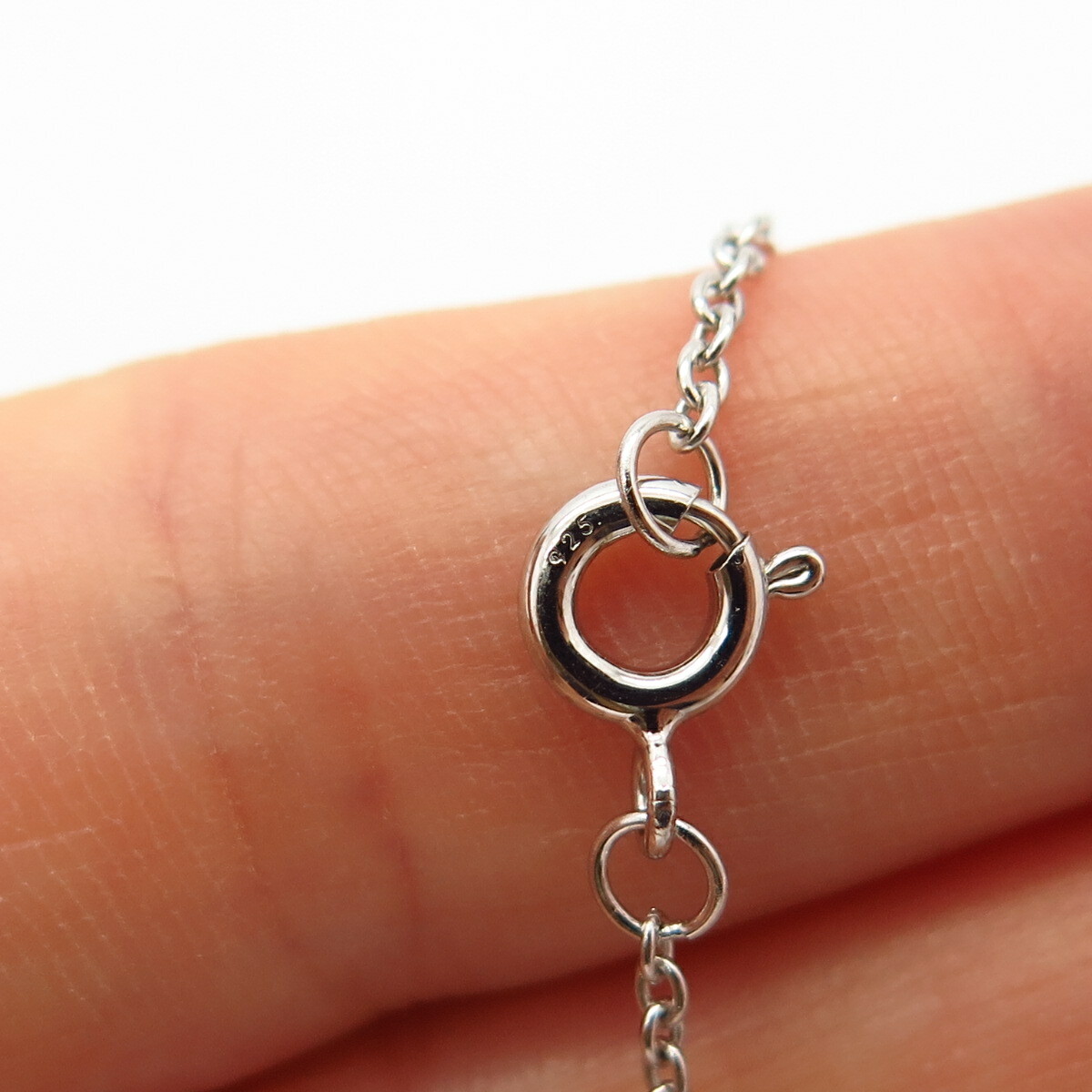 925 Sterling Silver C Z Open Heart Design Pendant Rolo Chain