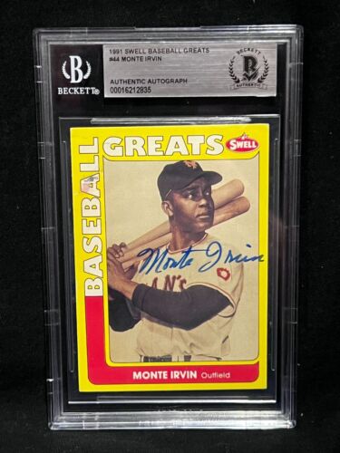MONTE IRVIN GIANTS SIGNED AUTOGRAPH AUTO 1991 SWELL BASEBALL GREATS BAS BECKETT - Picture 1 of 2