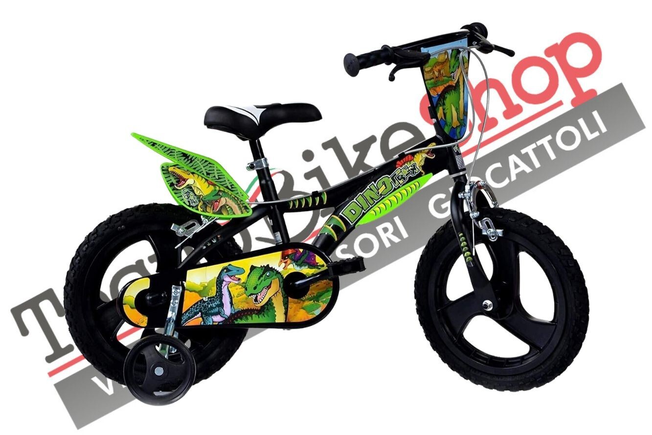 Bici per Bambino Bicicletta Dino Bikes Dinosaur Dino T Rex Taglia 14" Pollici