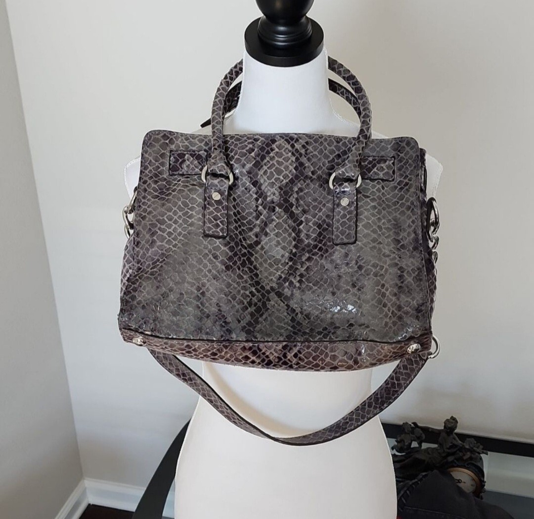 MICHAEL KORS Hamilton Dark Grey Python Snakeskin … - image 9