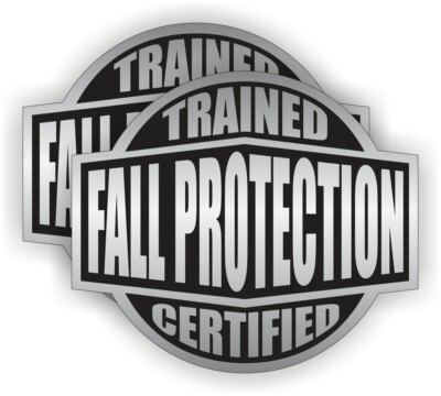 pair Fall Protection Trained - Certified Hard Hat Stickers Safety Helmet Decals