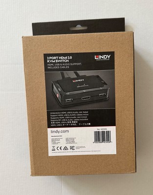 LINDY 2-Port HDMI 2.0 KVM Switch, inkl Kabel   NEU & unbenutzt