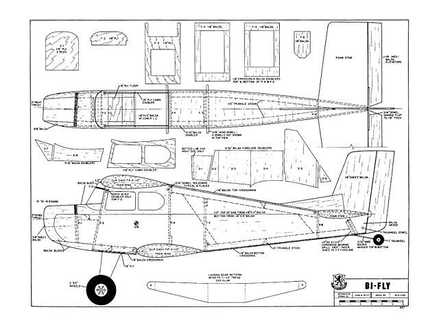 Bi-Fly Sport Model 35" WS RC Model Airplane Plans Templates PDF on USB