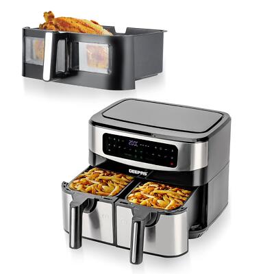 Geepas 9L Air Fryer Dual Korb & 10L Dual Zone Schublade Gesunder Herd Backofen