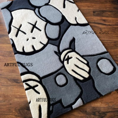 KAWS Design Hand Tufted Wool Area Rug - Colorful, High Quality