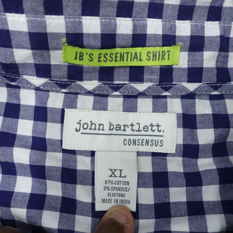 John Bartlett Consensus Essential Shirt Men's XL Blue Check Stretch Button-Down - Image 2 of 4