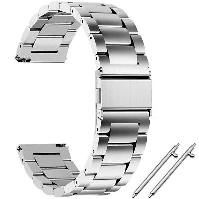 14 | 16 | 18 | 20 | 22 | 24 mm Edelstahl Glieder-Uhrenarmband Silbern Metall NEU - Bild 1 von 4
