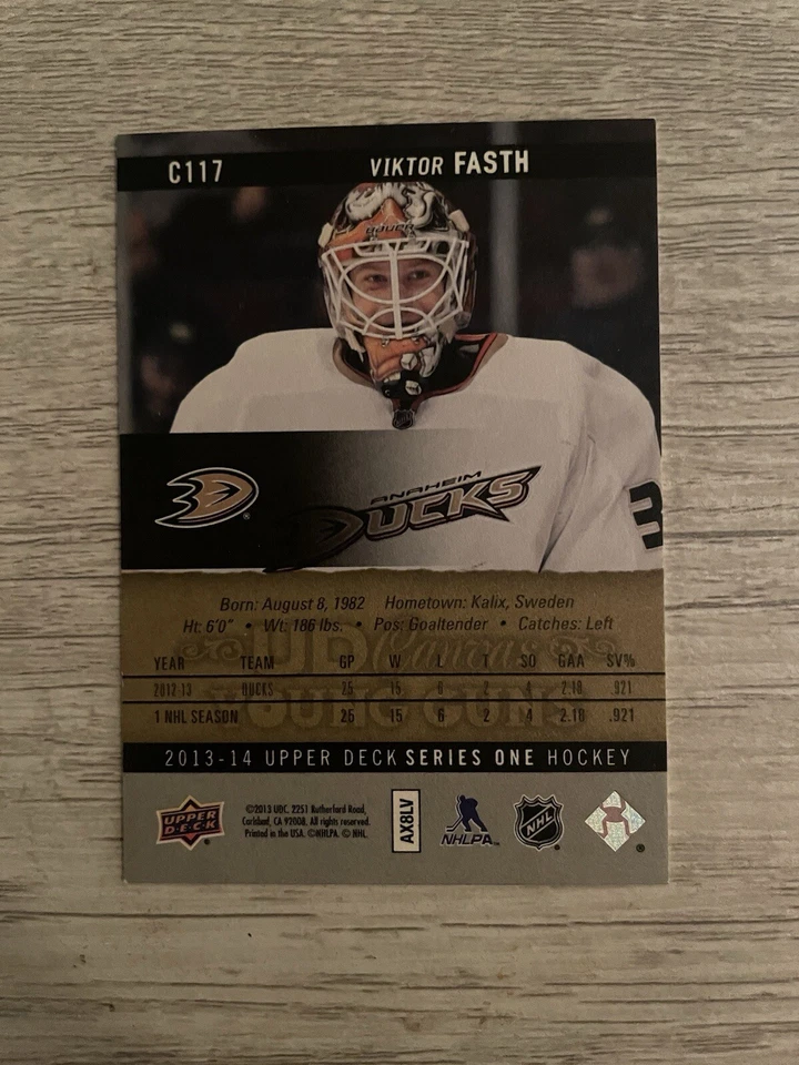 2013-14 Upper Deck - UD Canvas Young Guns #C117 Viktor Fasth (RC) - Image 2 of 2
