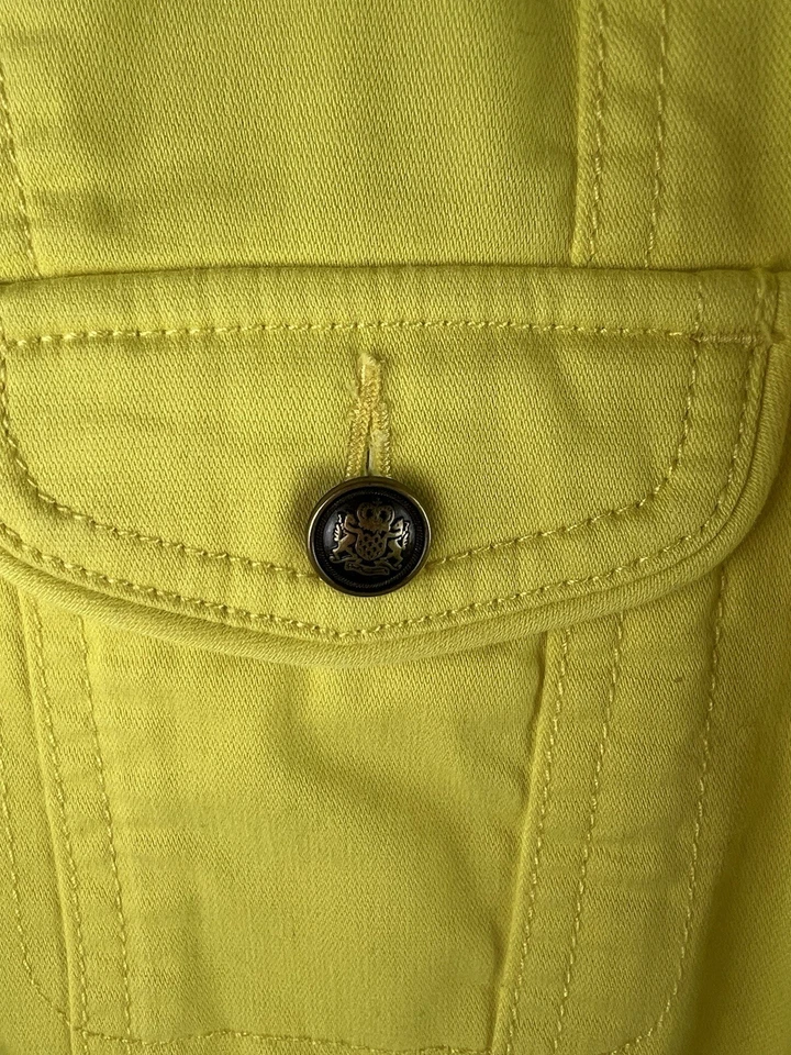 Chaqueta Talbots Mujer 4 Amarilla Elastizada Denim Estilo Militar Informal Foto 4 de 4