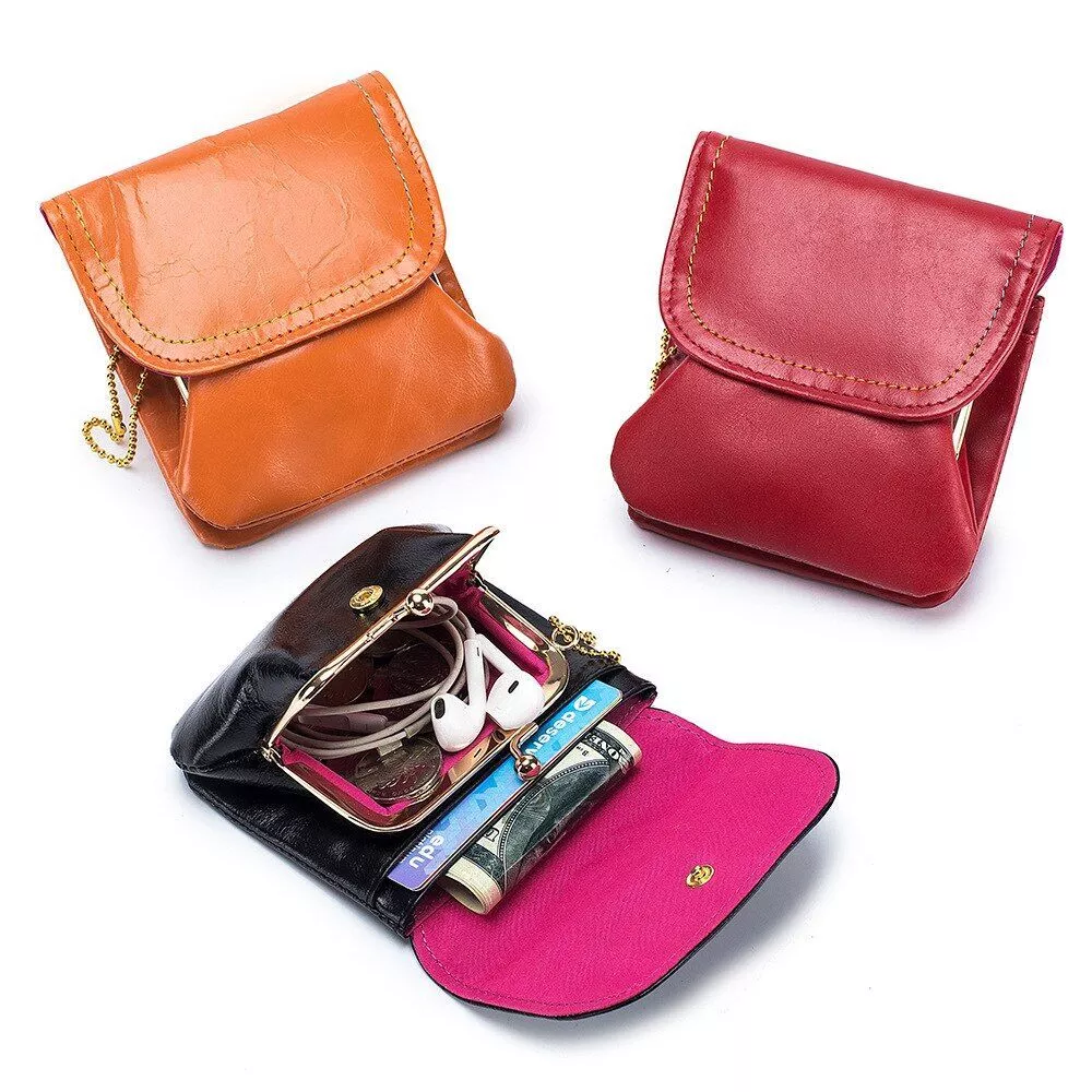 Women's Small Leather Fashion Compact Bifold Purse Wallet with