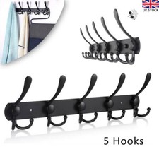 Clothes Coat Door Holder 5 Hooks Rack Hat Wall Hanger Rail Stainless Steel